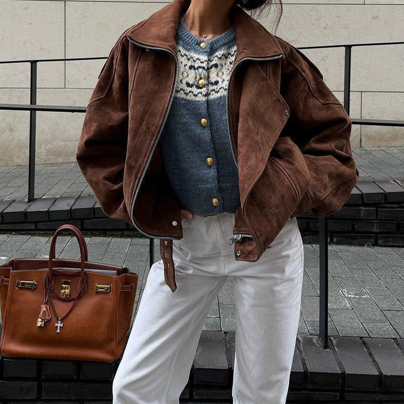 - Chaqueta de Ante con Cinturón