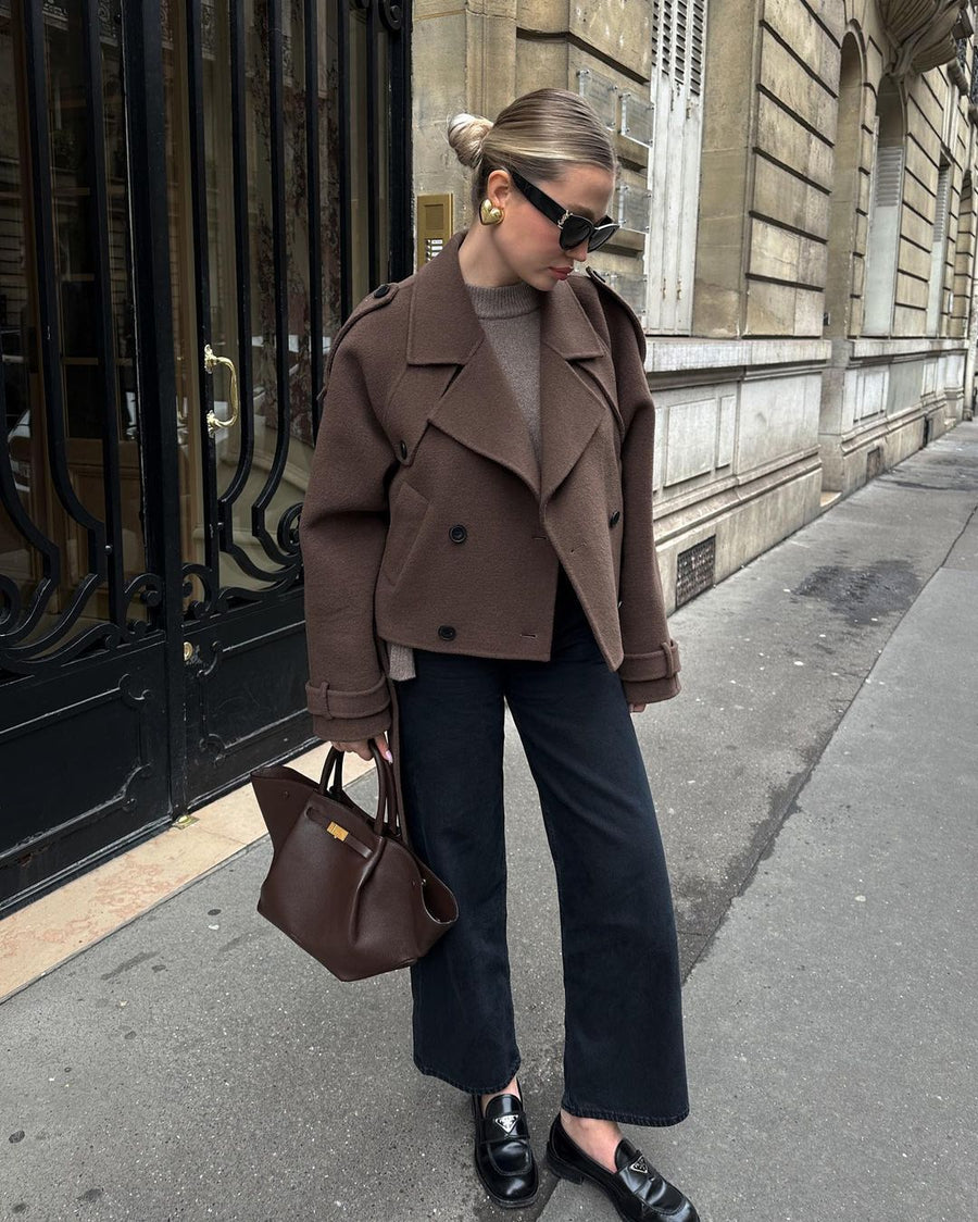 - Abrigo de lana cinturón